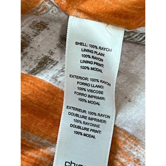 CHICOS Womens L Burnt Orange Rayon Boho Vest Sleeveless Open Flowy Pockets - Picture 8 of 8